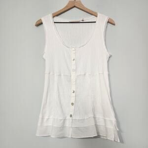 Soft Surroundings Button Front Cotton Tank Top White Y2K Feminine, S